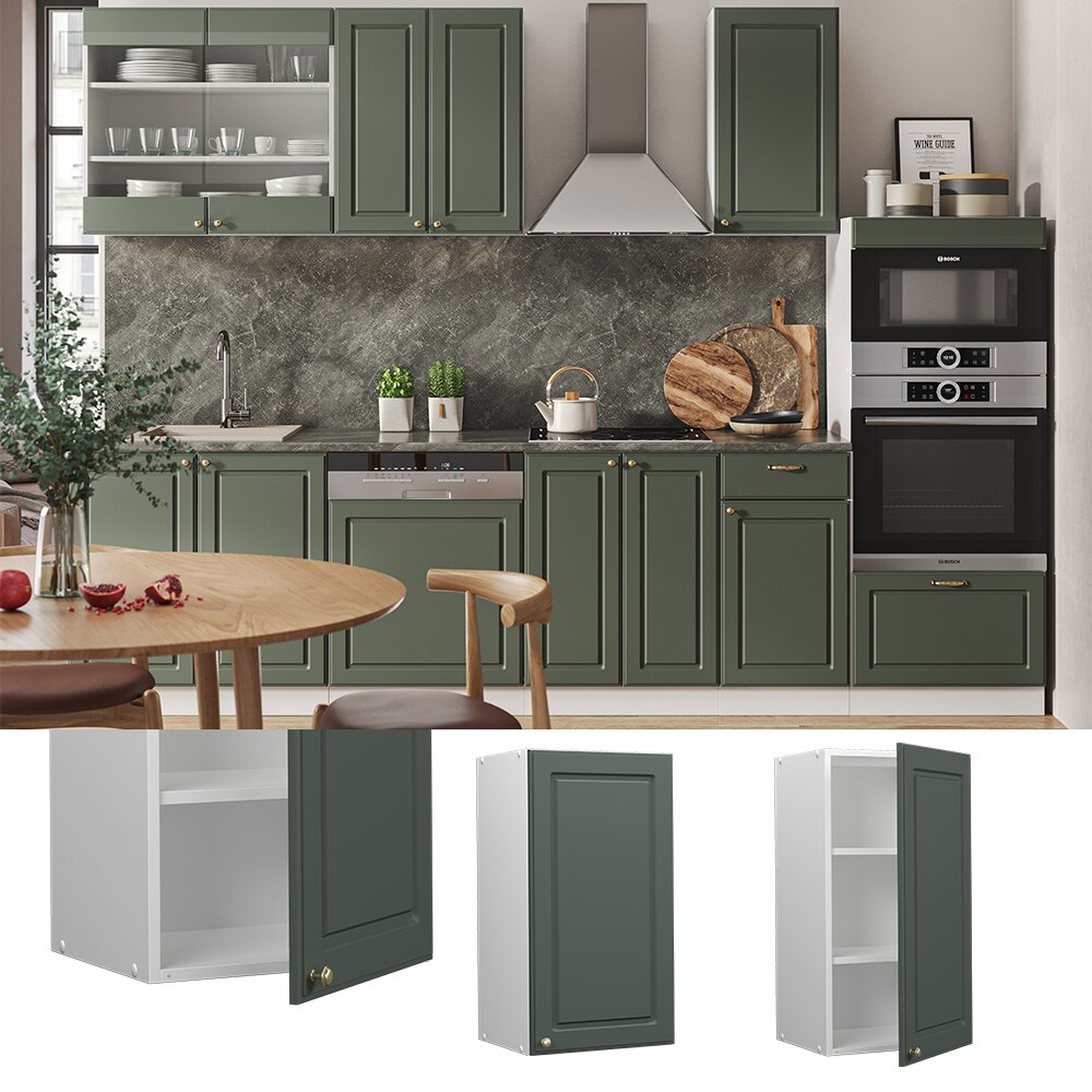 Vicco Hängeschrank Küchenschrank Küchenmöbel Fame-Line Weiß Grün-Gold Landhaus 40 cm Küche Einbauküche Hängeschrank Drehtür Einlegeboden Küchenzeile
