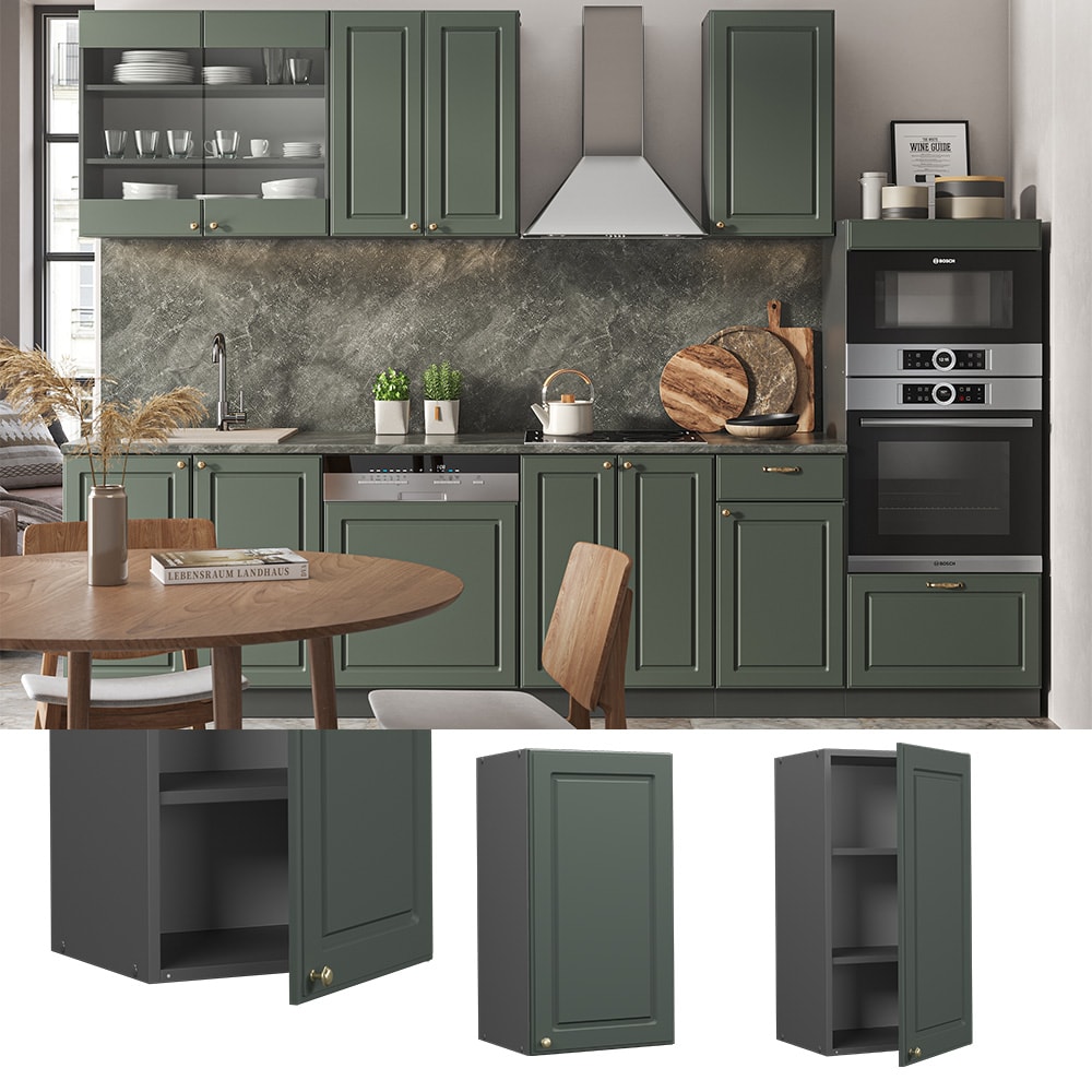 Vicco H&auml;ngeschrank K&uuml;chenschrank K&uuml;chenm&ouml;bel Fame-Line Anthrazit Gr&uuml;n-Gold Landhaus 40 cm K&uuml;che Einbauk&uuml;che H&auml;ngeschrank Dreht&uuml;r Einlegeboden K&uuml;chenzeile - Bild 1