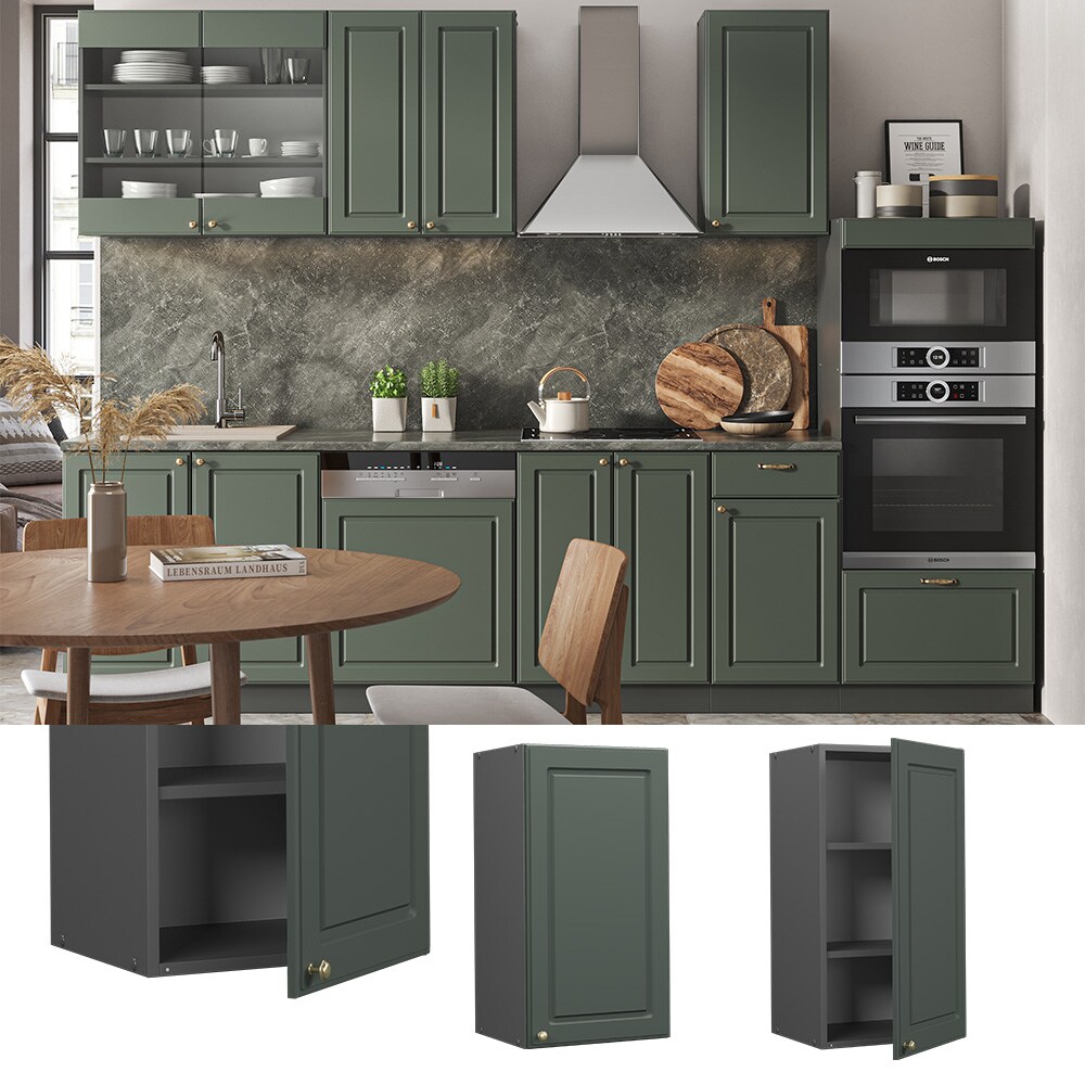 Vicco Hängeschrank Küchenschrank Küchenmöbel Fame-Line Anthrazit Grün-Gold Landhaus 40 cm Küche Einbauküche Hängeschrank Drehtür Einlegeboden Küchenzeile