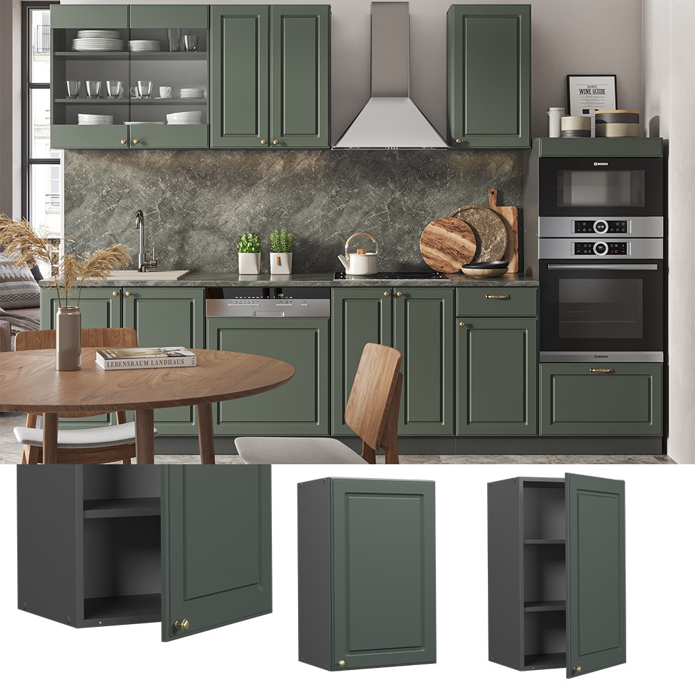 Vicco H&auml;ngeschrank K&uuml;chenschrank K&uuml;chenm&ouml;bel Fame-Line Anthrazit Gr&uuml;n-Gold Landhaus 45 cm K&uuml;che Einbauk&uuml;che H&auml;ngeschrank Dreht&uuml;r Einlegeboden K&uuml;chenzeile - Bild 1