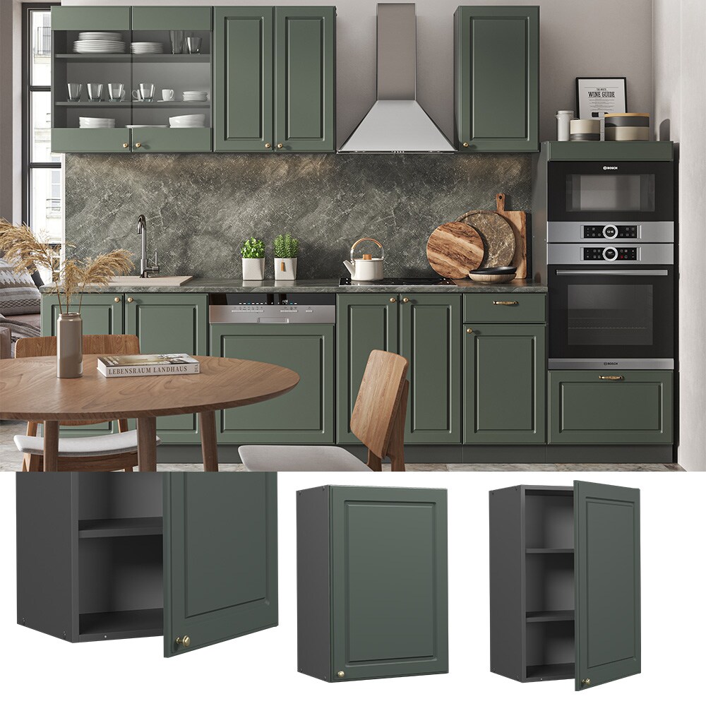 Vicco H&auml;ngeschrank K&uuml;chenschrank K&uuml;chenm&ouml;bel Fame-Line Anthrazit Gr&uuml;n-Gold Landhaus 50 cm K&uuml;che Einbauk&uuml;che H&auml;ngeschrank Dreht&uuml;r Einlegeboden K&uuml;chenzeile - Bild 1