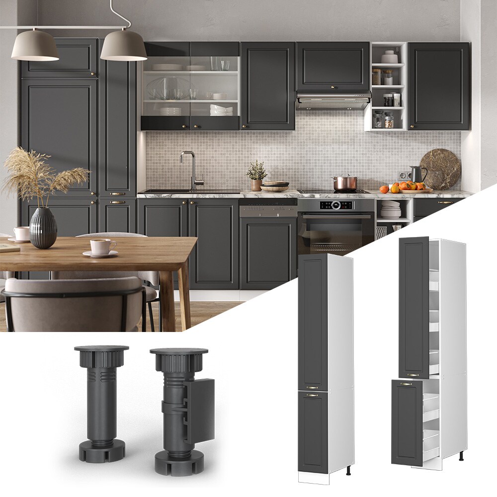 Vicco Apothekerhochschrank K&uuml;chenschrank K&uuml;chenm&ouml;bel Fame-Line Wei&szlig; Anthrazit-Gold Landhaus 30 cm K&uuml;che Einbauk&uuml;che Einsch&uuml;be Aufbewahrung K&uuml;chenzeile - Bild 1