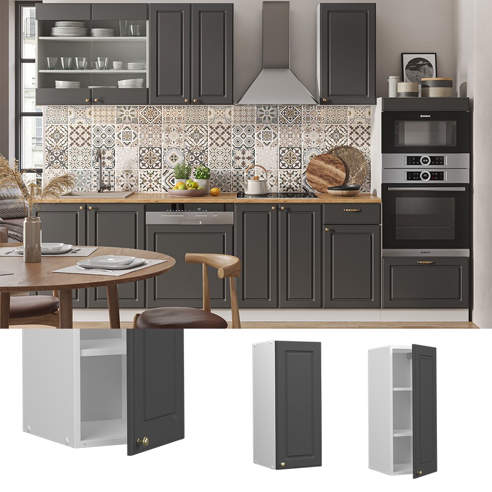 Vicco H&auml;ngeschrank K&uuml;chenschrank K&uuml;chenm&ouml;bel Fame-Line Wei&szlig; Anthrazit-Gold Landhaus 30 cm K&uuml;che Einbauk&uuml;che H&auml;ngeschrank Dreht&uuml;r Einlegeboden K&uuml;chenzeile - Bild 1