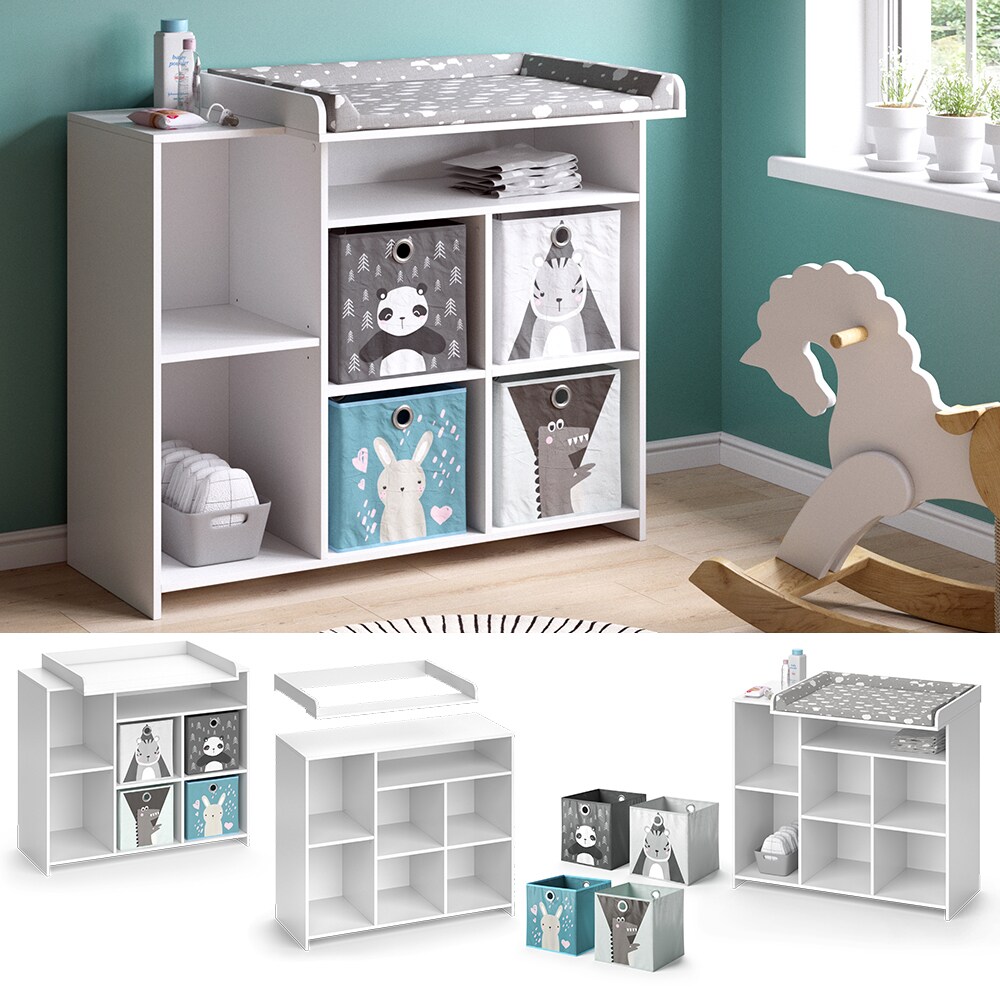 Vicco Wickelkommode Babykommode Wickeltisch Oskar Simple Wei&szlig; Kinder-Faltboxen - Bild 1