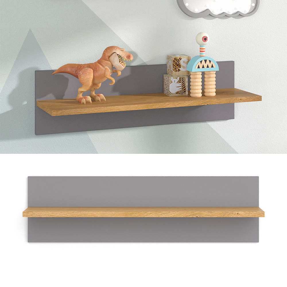 VitaliSpa Wandregal H&auml;ngeregal Ablageregal Malia Grau Eiche modern 70x20 cm Kinderzimmer Regal Babyzimmerregal Kinderm&ouml;bel Babym&ouml;bel Ablage Aufbewahrung - Bild 1