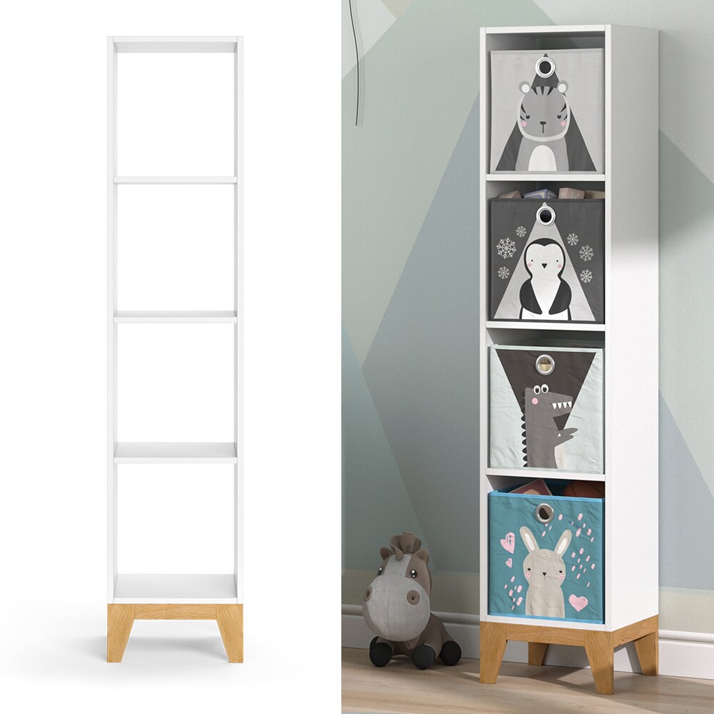 VitaliSpa Kinderregal Hochregal W&uuml;rfelregal Malia Wei&szlig; Eiche modern 35x160 cm Kinderzimmer Regal Kinderm&ouml;bel Ablage Fach Spielzeugaufbewahrung Spielzeugablage Kinderkleidung - Bild 1