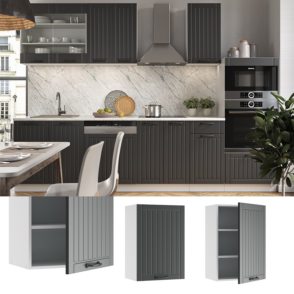 Vicco H&auml;ngeschrank K&uuml;chenschrank K&uuml;chenm&ouml;bel Fame-Line Landhaus Wei&szlig; Anthrazit 50 cm modern - Bild 1