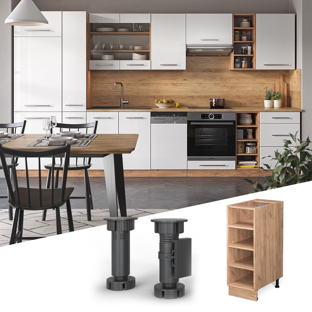 Vicco Regalunterschrank Küchenschrank Küchenmöbel Fame-Line Eiche modern 30 cm Küche Unterschrank Einbauküche Einlegeboden Küchenzeile Regal Aufbewahrung