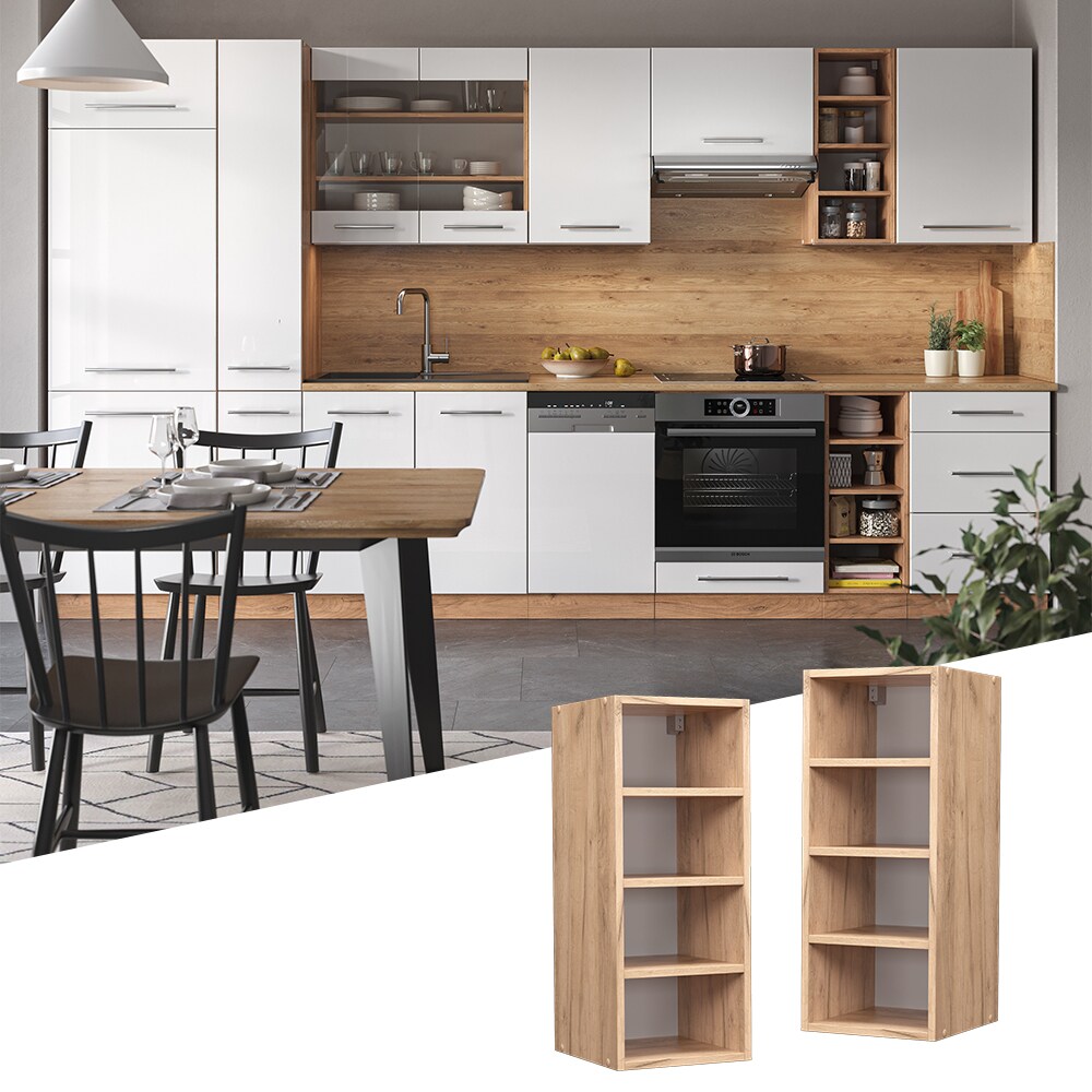 Vicco Regalhängeschrank Küchenschrank Küchenmöbel Fame-Line Eiche modern 30 cm Küche Hängeschrank Einbauküche Einlegeboden Küchenzeile Regal Aufbewahrung