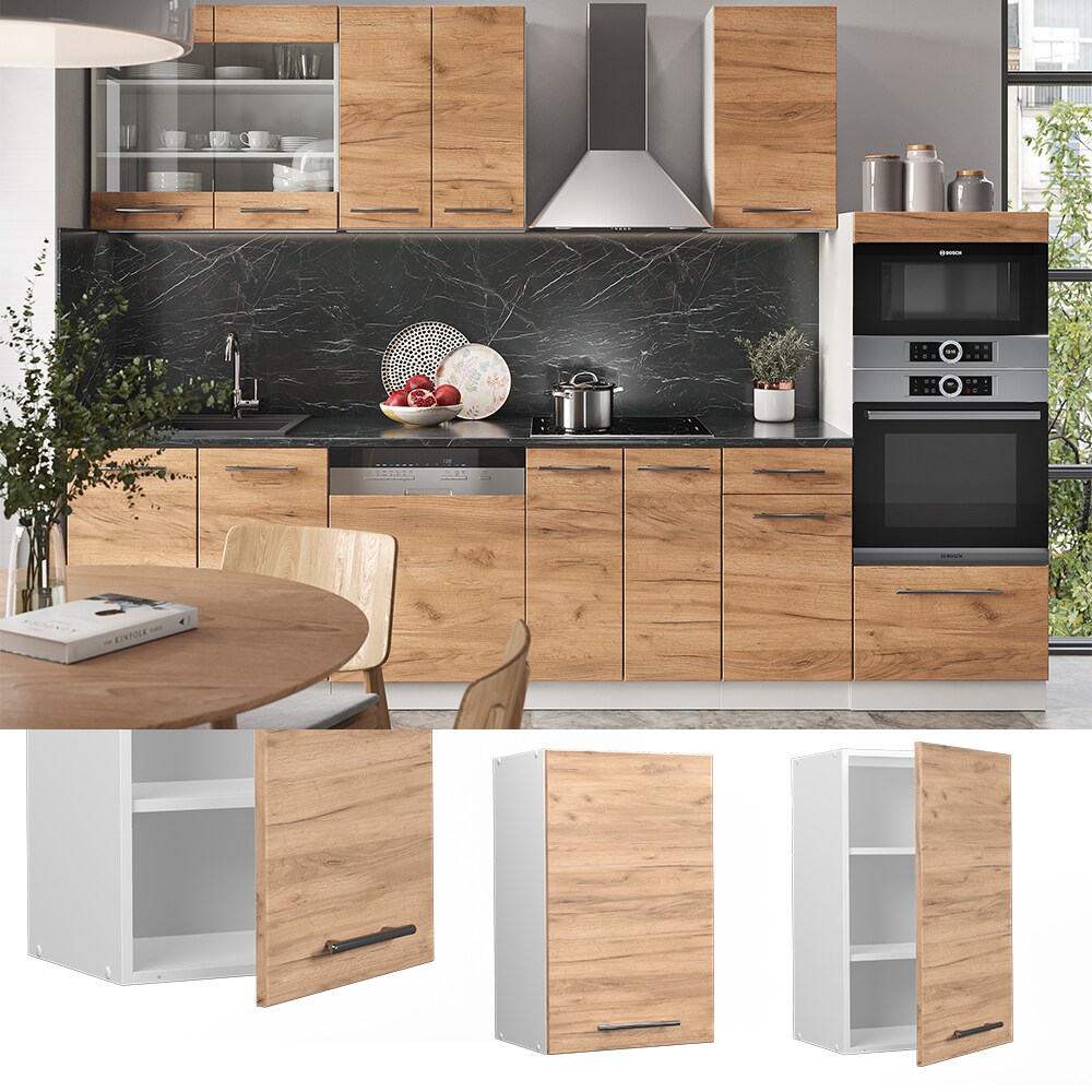 Vicco H&auml;ngeschrank K&uuml;chenschrank K&uuml;chenm&ouml;bel Fame-Line Wei&szlig; Eiche modern 45 cm K&uuml;che Einbauk&uuml;che H&auml;ngeschrank Dreht&uuml;r Einlegeboden K&uuml;chenzeile - Bild 1