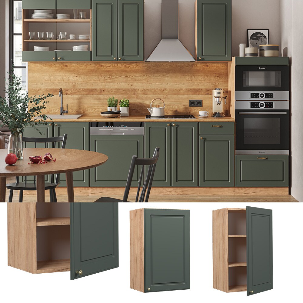 Vicco H&auml;ngeschrank K&uuml;chenschrank K&uuml;chenm&ouml;bel Fame-Line Eiche Gr&uuml;n-Gold Landhaus 45 cm K&uuml;che Einbauk&uuml;che H&auml;ngeschrank Dreht&uuml;r Einlegeboden K&uuml;chenzeile - Bild 1