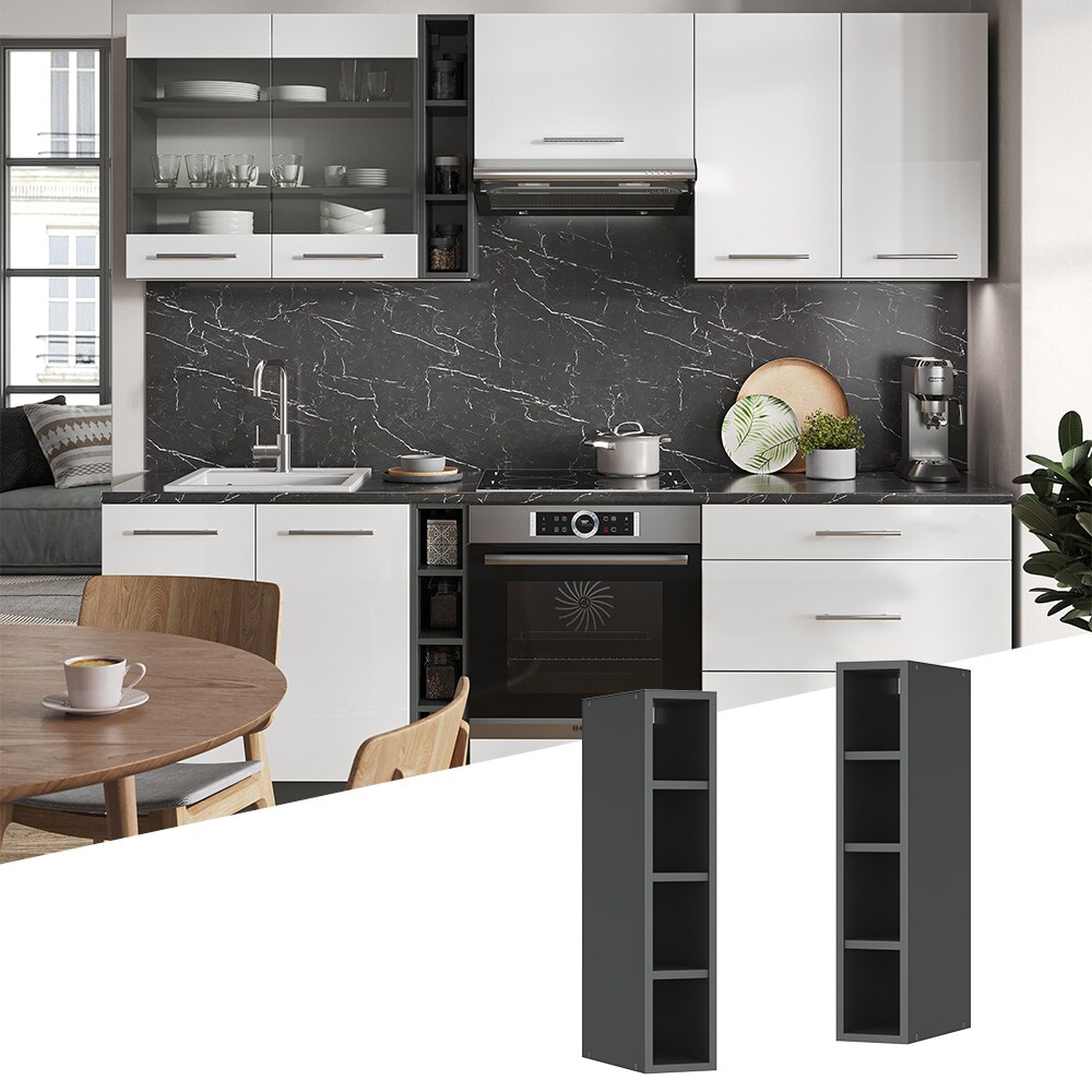 Vicco Regalhängeschrank Küchenschrank Küchenmöbel Fame-Line Anthrazit 15 cm modern Küche Hängeschrank Einbauküche Einlegeboden Küchenzeile Regal Aufbewahrung