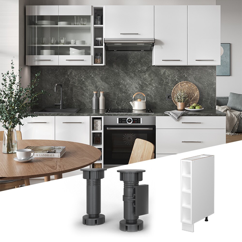Vicco Regalunterschrank Küchenschrank Küchenmöbel Fame-Line Weiß 15 cm modern Küche Unterschrank Einbauküche Einlegeboden Küchenzeile Regal Aufbewahrung
