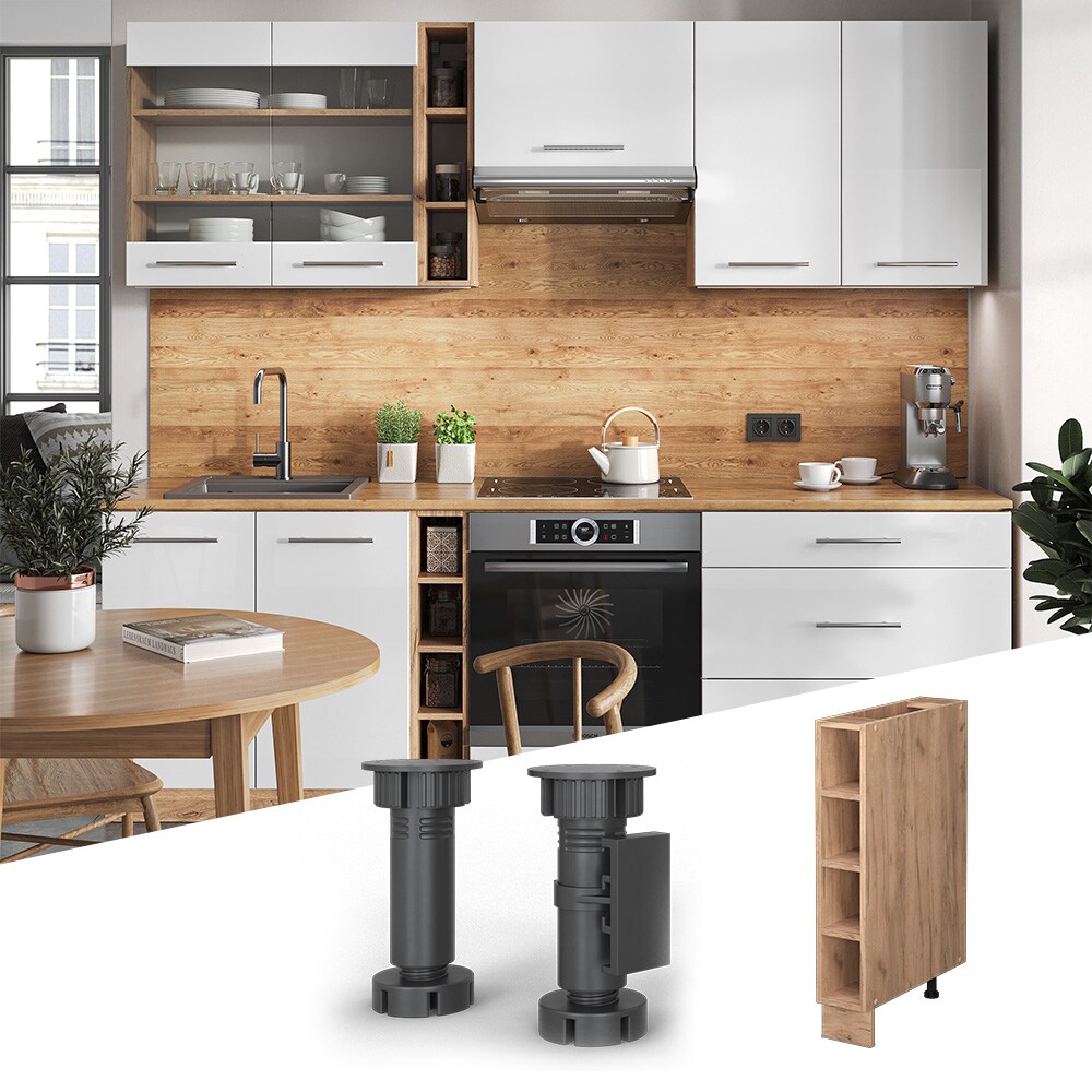 Vicco Regalunterschrank Küchenschrank Küchenmöbel Fame-Line Eiche Goldkraft 15 cm modern Küche Unterschrank Einbauküche Einlegeboden Küchenzeile Regal Aufbewahrung