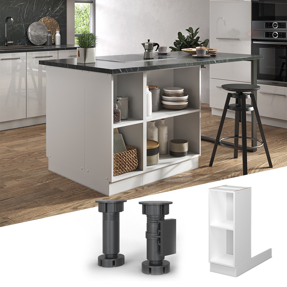 Vicco Regalinselunterschrank Küchenschrank Küchenmöbel Fame-Line Weiß 30 cm modern Küche Einbauküche Kücheninsel Einlegeboden Blende Küchenunterschrank Küchenzeile Regal Aufbewahrung