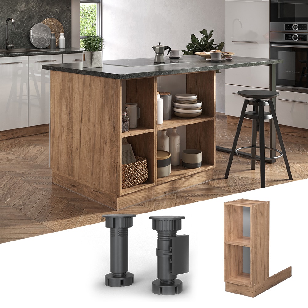 Regalinselunterschrank K&uuml;chenschrank K&uuml;chenm&ouml;bel Fame-Line Eiche Goldkraft 30 cm modern K&uuml;che Einbauk&uuml;che K&uuml;cheninsel Einlegeboden Blende K&uuml;chenunterschrank K&uuml;chenzeile Regal Aufbewahrung - Bild 1