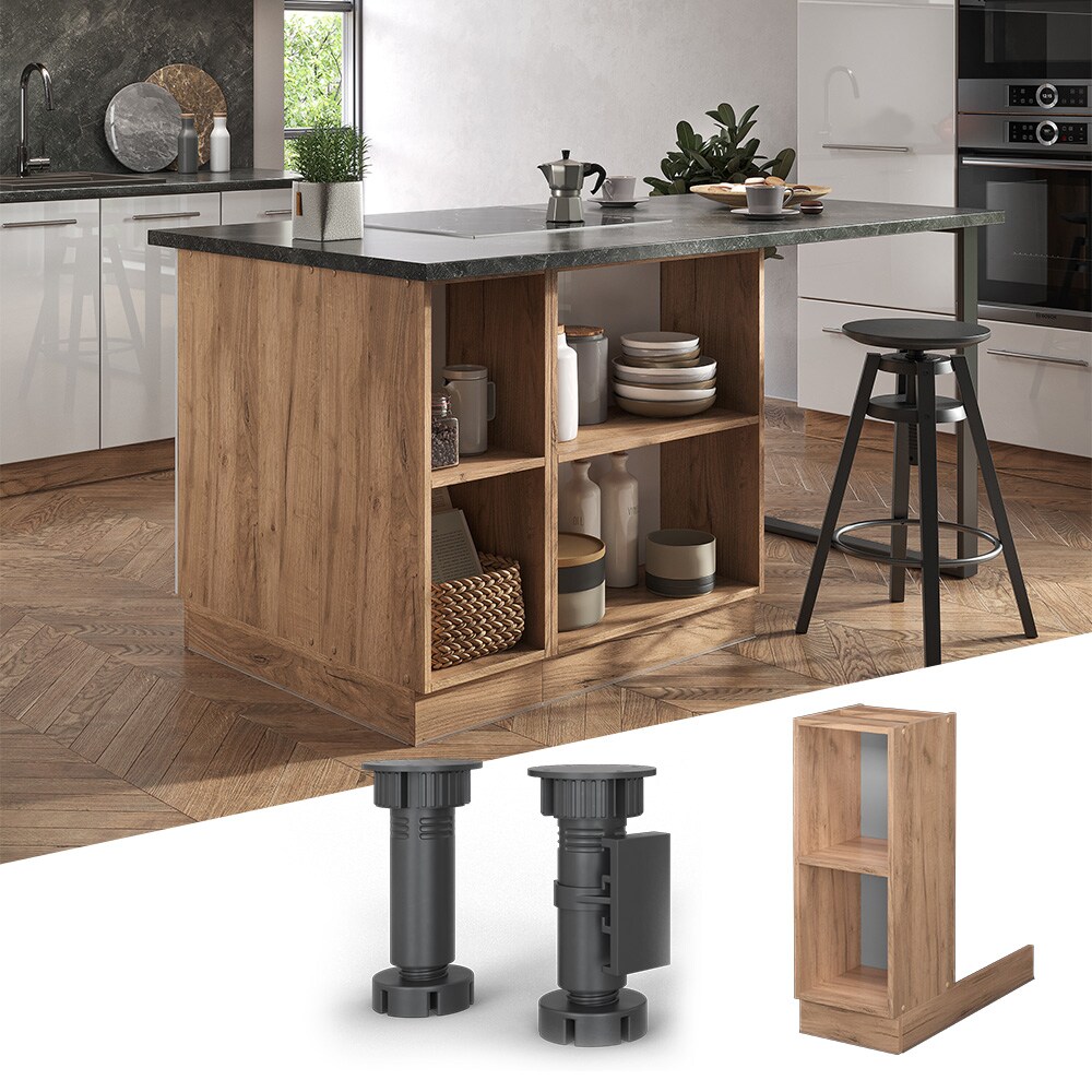 Regalinselunterschrank Küchenschrank Küchenmöbel Fame-Line Eiche Goldkraft 30 cm modern Küche Einbauküche Kücheninsel Einlegeboden Blende Küchenunterschrank Küchenzeile Regal Aufbewahrung