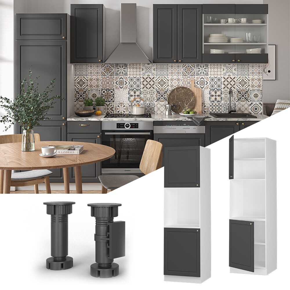 Vicco Herdumbauschrank K&uuml;chenschrank K&uuml;chenm&ouml;bel Fame-Line Landhaus Wei&szlig; Anthrazit 60 cm Gold K&uuml;che Einbauk&uuml;che Blende Herdschrank Hochschrank K&uuml;chenzeile Dreht&uuml;r Einlegeboden - Bild 1