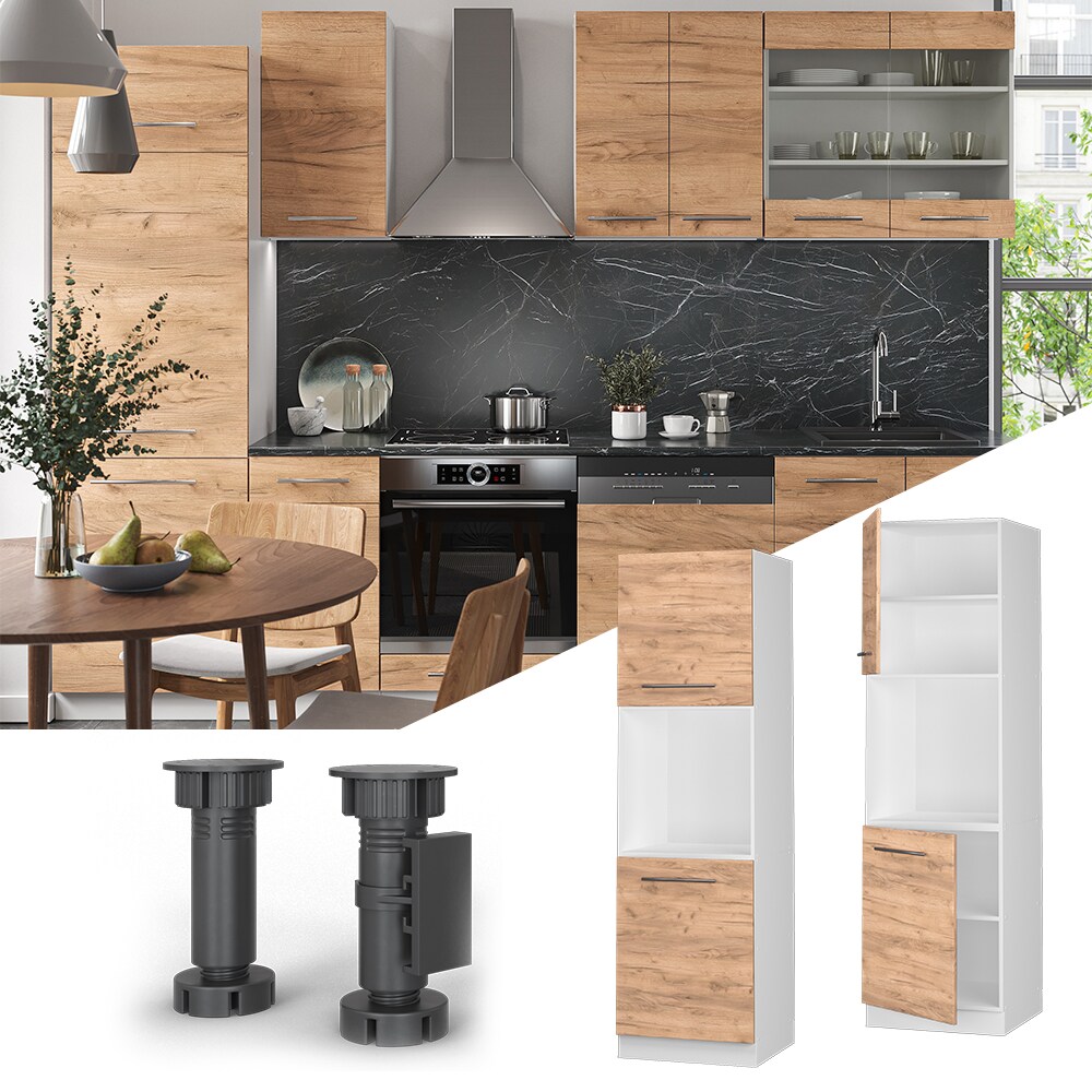 Vicco Herdumbauschrank K&uuml;chenschrank K&uuml;chenm&ouml;bel Fame-Line Wei&szlig; Eiche Goldkraft 60 cm modern K&uuml;che Einbauk&uuml;che Blende Herdschrank Hochschrank K&uuml;chenzeile Dreht&uuml;r Einlegeboden - Bild 1