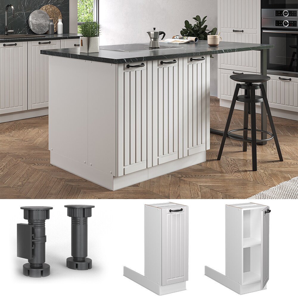 Vicco Regalinselunterschrank K&uuml;chenschrank K&uuml;chenm&ouml;bel Fame-Line Landhaus Wei&szlig; 30 cm K&uuml;che Einbauk&uuml;che K&uuml;cheninsel Dreht&uuml;r Einlegeboden Blende K&uuml;chenunterschrank K&uuml;chenzeile - Bild 1