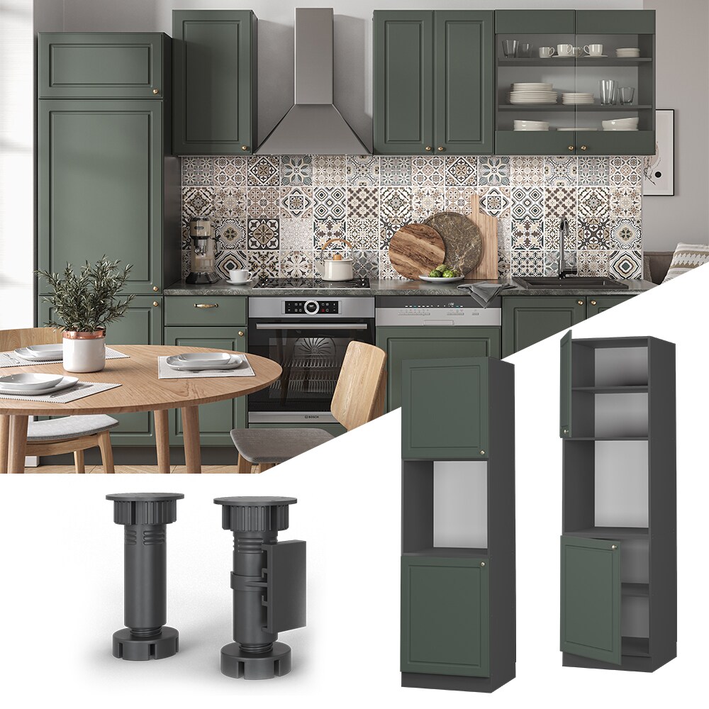 Vicco Herdumbauschrank K&uuml;chenschrank K&uuml;chenm&ouml;bel Fame-Line Landhaus Anthrazit Gr&uuml;n 60 cm Gold K&uuml;che Einbauk&uuml;che Blende Herdschrank Hochschrank K&uuml;chenzeile Dreht&uuml;r Einlegeboden - Bild 1