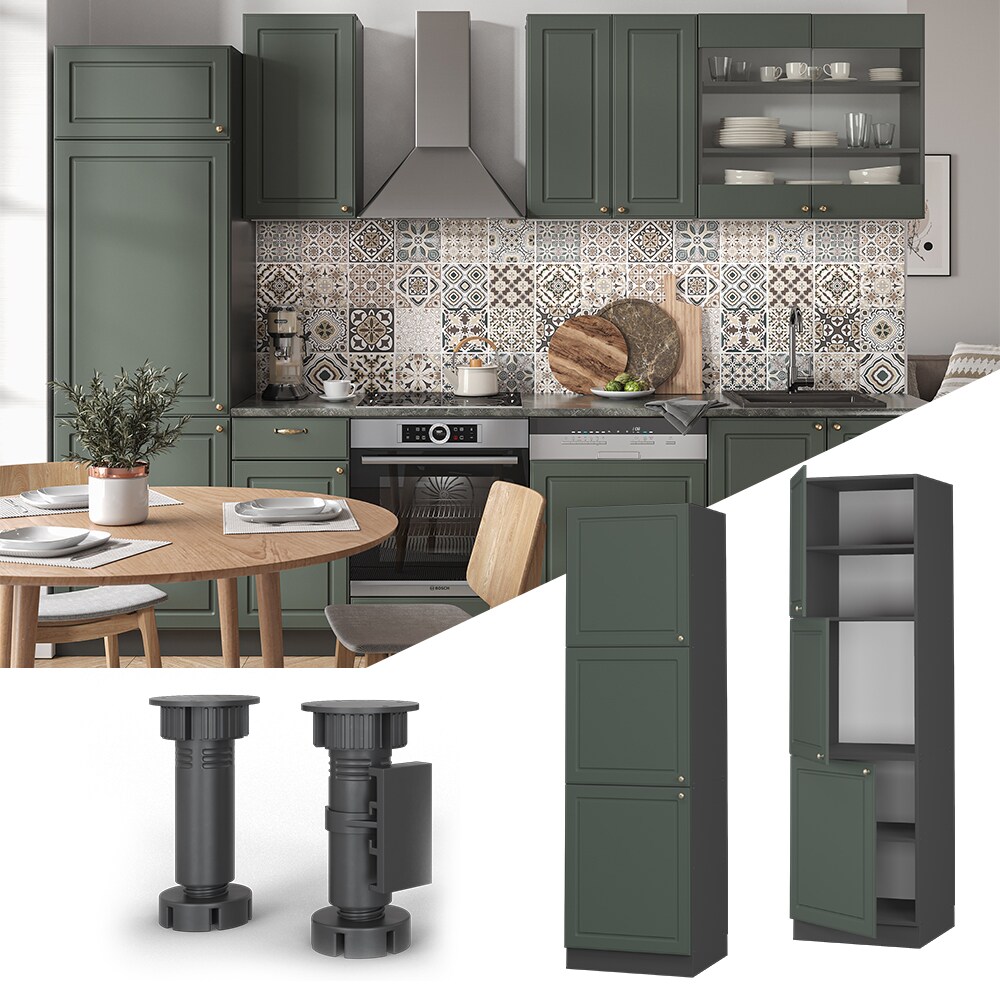 Vicco Herdumbauschrank K&uuml;chenschrank K&uuml;chenm&ouml;bel Fame-Line Landhaus Anthrazit Gr&uuml;n 60 cm Gold K&uuml;che Einbauk&uuml;che Blende Herdschrank Hochschrank K&uuml;chenzeile Dreht&uuml;r Einlegeboden - Bild 1