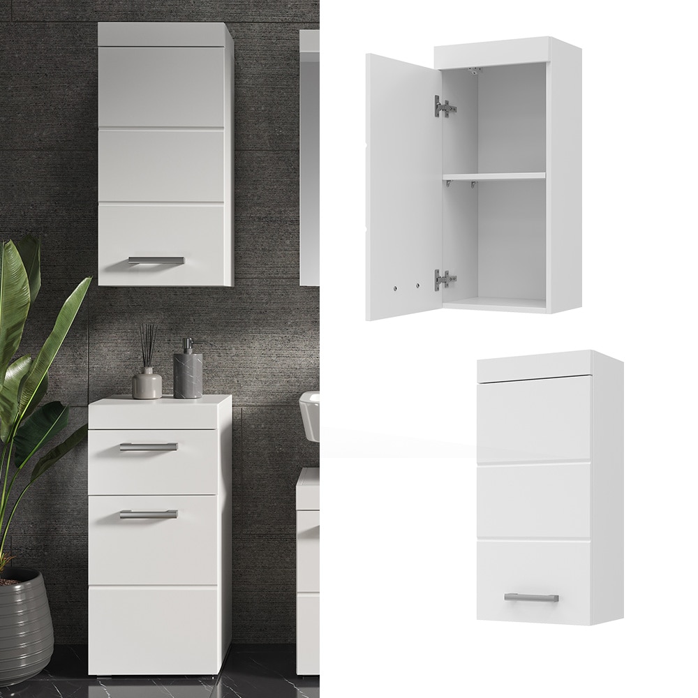 Vicco H&auml;ngeschrank Badschrank Badezimmerm&ouml;bel Luna Wei&szlig; Skandi 37x77 cm Badezimmer Schrank Badm&ouml;bel Schrankt&uuml;r Schrankfach Ablage Aufbewahrung - Bild 1