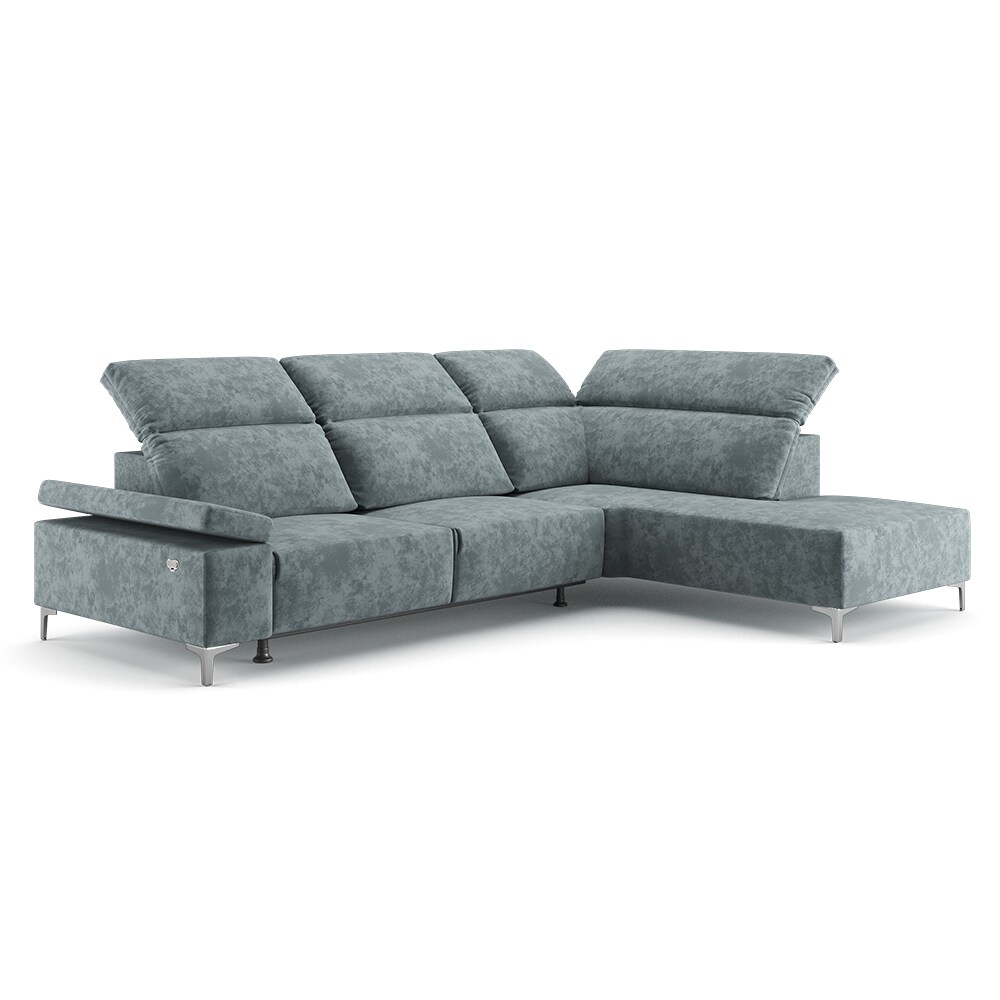 VitaliSpa Ecksofa Loungesofa Boxspringsofa James Grau Relaxfunktion 301×86 cm modern Wohnzimmer Sofa Wohnzimmercouch Loungeecke Polstereckcouch Taschenfederkern USB-Anschluss Fußteil ausfahrbar | 04066731227792