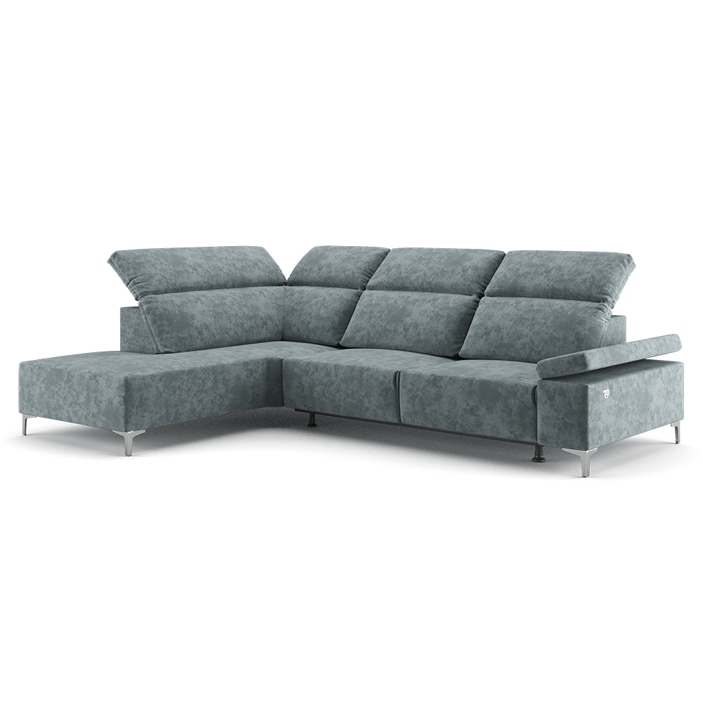 VitaliSpa Ecksofa Loungesofa Boxspringsofa James Grau Relaxfunktion 218x86 cm modern Wohnzimmer Sofa Wohnzimmercouch Loungeecke Polstereckcouch Taschenfederkern USB-Anschluss Fu&szlig;teil ausfahrbar - Bild 1
