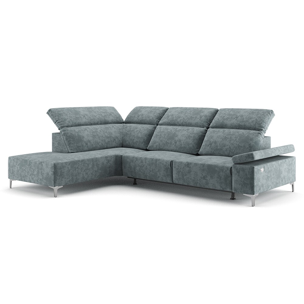 VitaliSpa Ecksofa Loungesofa Boxspringsofa James Grau Relaxfunktion 218x86 cm modern Wohnzimmer Sofa Wohnzimmercouch Loungeecke Polstereckcouch Taschenfederkern USB-Anschluss Fußteil ausfahrbar