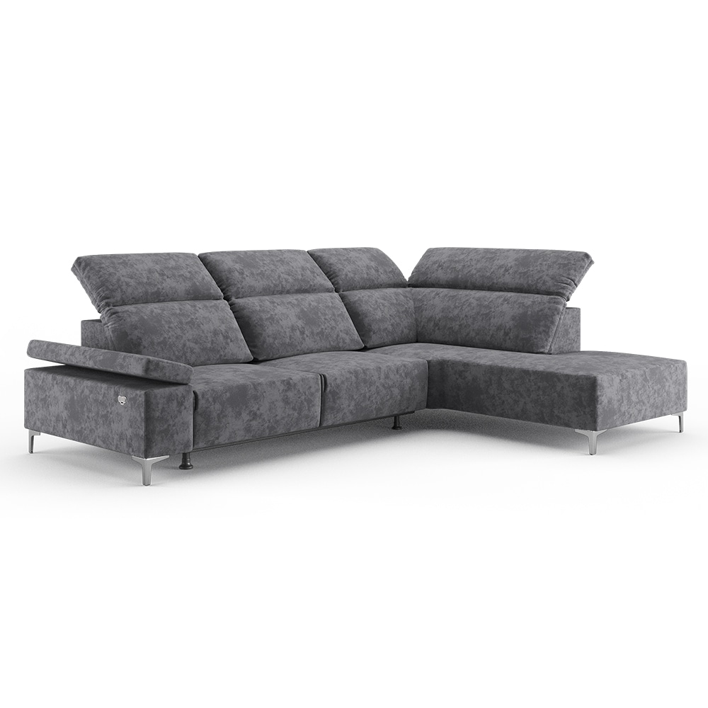 VitaliSpa Ecksofa Loungesofa Boxspringsofa James Anthrazit Relaxfunktion 301x86 cm modern Wohnzimmer Sofa Wohnzimmercouch Loungeecke Polstereckcouch Taschenfederkern USB-Anschluss Fu&szlig;teil ausfahrbar - Bild 1