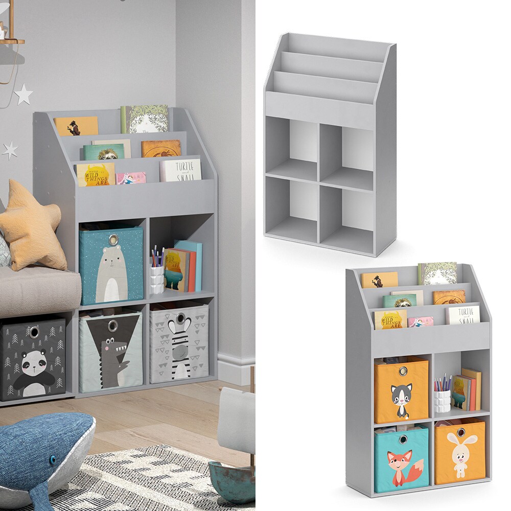Vicco Kinderregal Bücherregal Wandregal Luigi Hellgrau 72x114 cm modern Kinderzimmer Regal Spielzeugregal Dekoregal Standregal Aufbewahrungsregal Würfelregal Ablage Fach freistehend