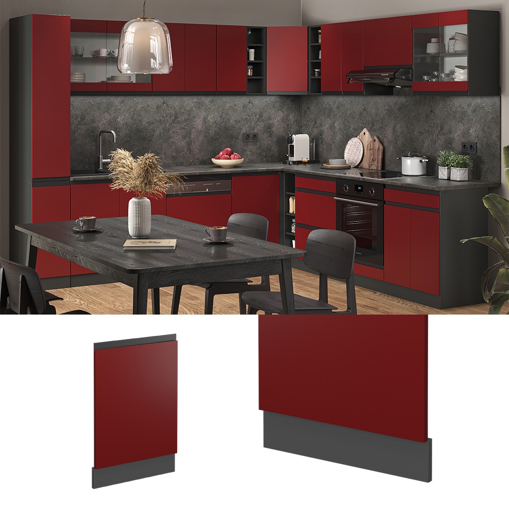 Vicco Geschirrsp&uuml;lerblende K&uuml;chenschrank K&uuml;chenm&ouml;bel R-Line J-Shape Anthrazit Rot 45 cm modern - Bild 1