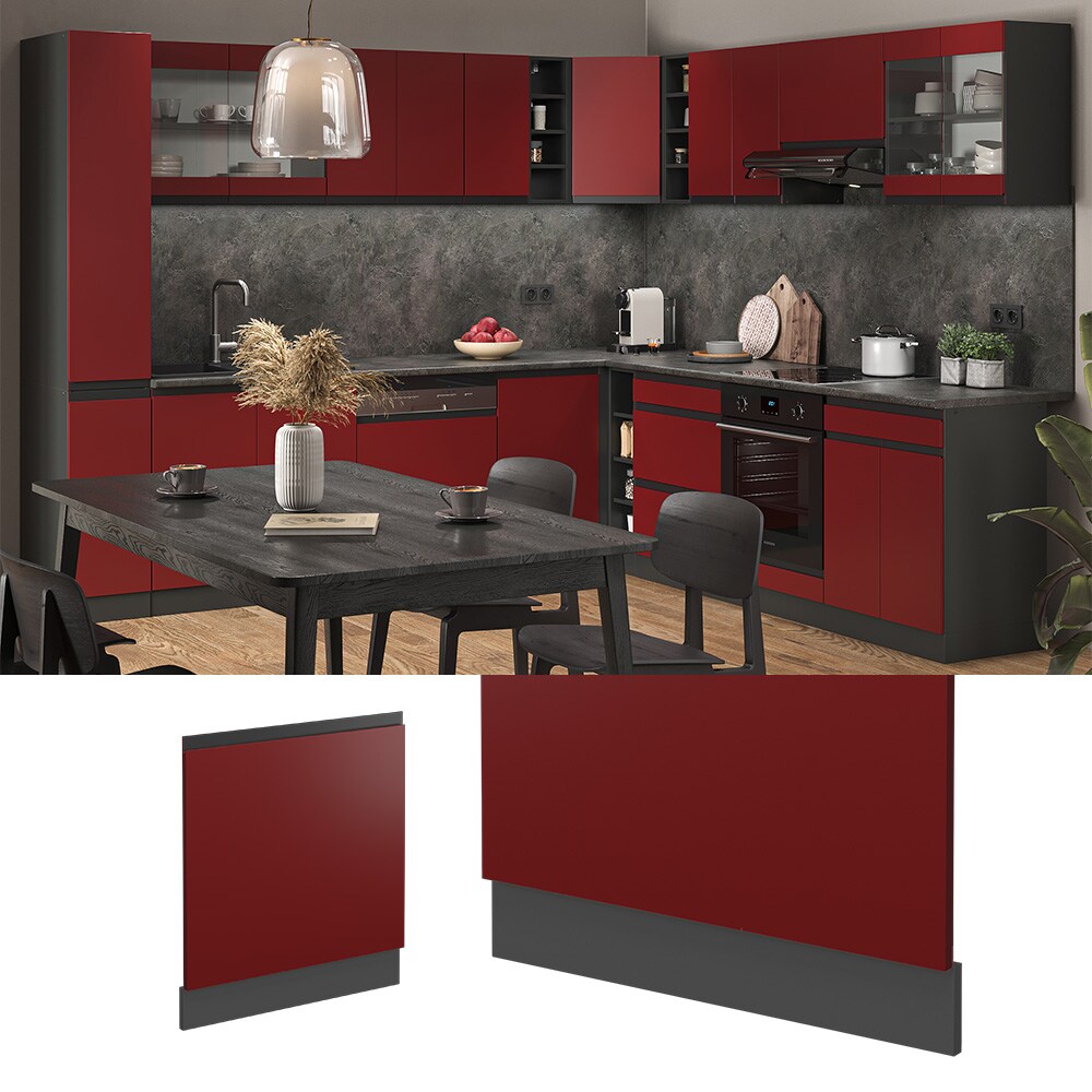 Vicco Geschirrspülerblende Küchenschrank Küchenmöbel R-Line J-Shape Anthrazit Rot 60 cm modern