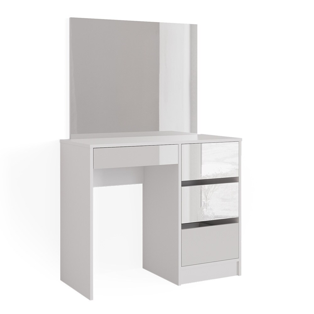 Vicco Schminktisch Frisiertisch Frisierkommode Sherry Weiß Schminkspiegel 90x75 cm modern Schlafzimmer Kommode Schublade Ablage Aufbewahrung Kosmetiktisch Make-Up-Tisch Hochglanz