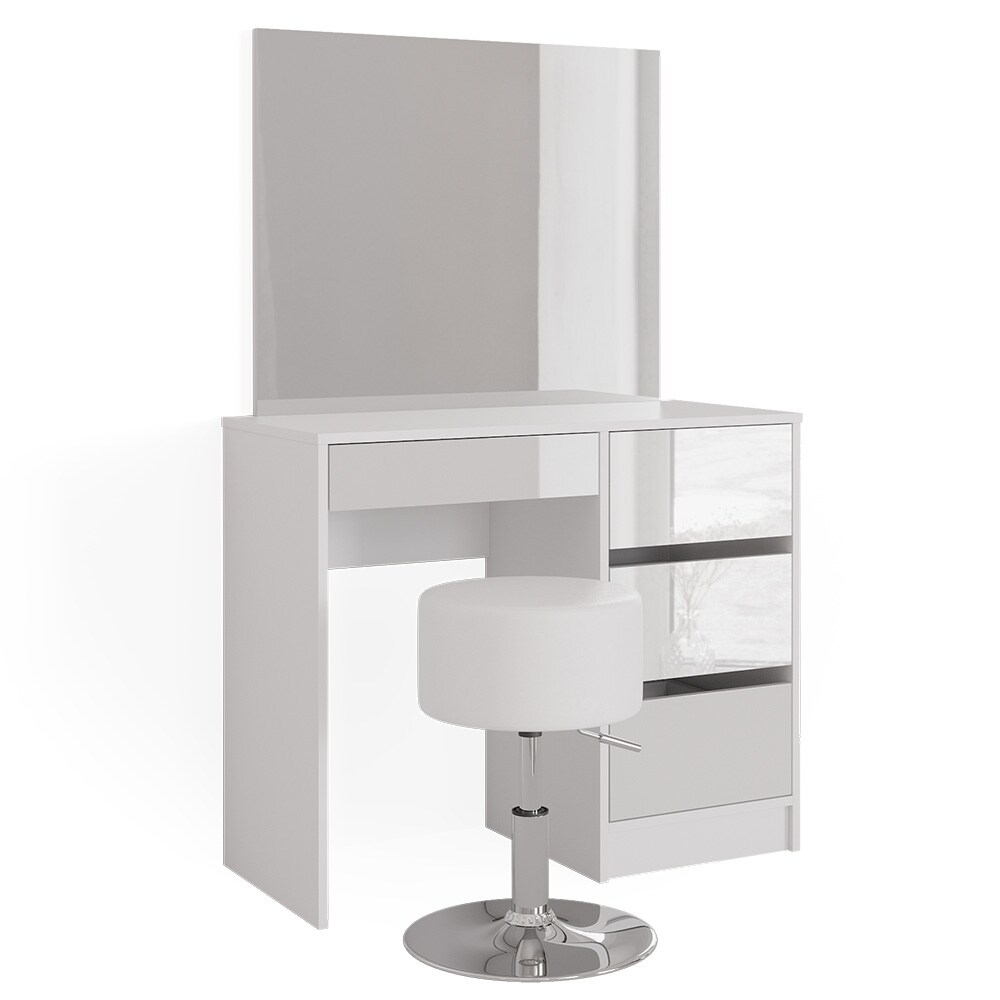 Vicco Schminktisch Frisiertisch Frisierkommode Sherry Wei&szlig; Schminkspiegel Hocker 90x75 cm modern Schlafzimmer Kommode Schublade Ablage Aufbewahrung Kosmetiktisch Make-Up-Tisch Hochglanz - Bild 1