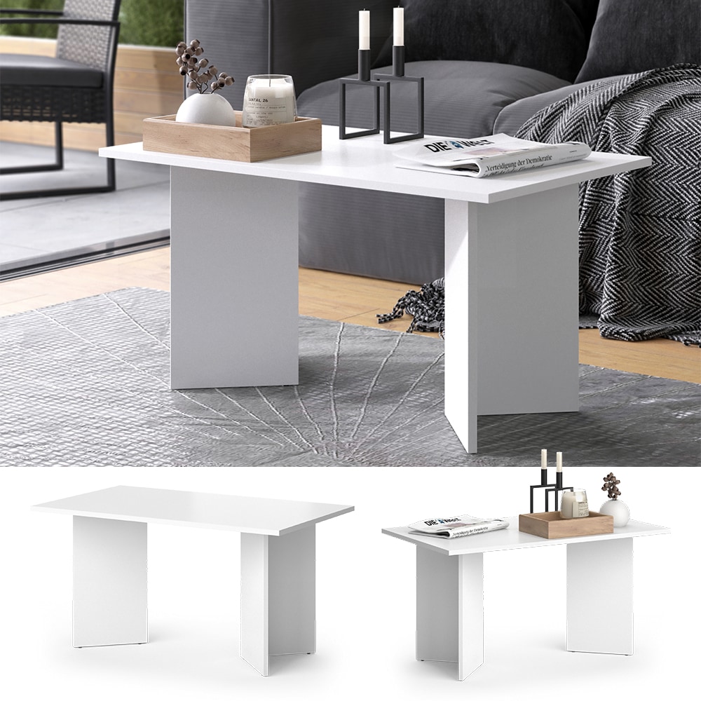 Vicco Couchtisch Meli 90x53x47cm wei&szlig;, moderner Sofatisch f&uuml;r Ihr Wohnzimmer - Bild 1