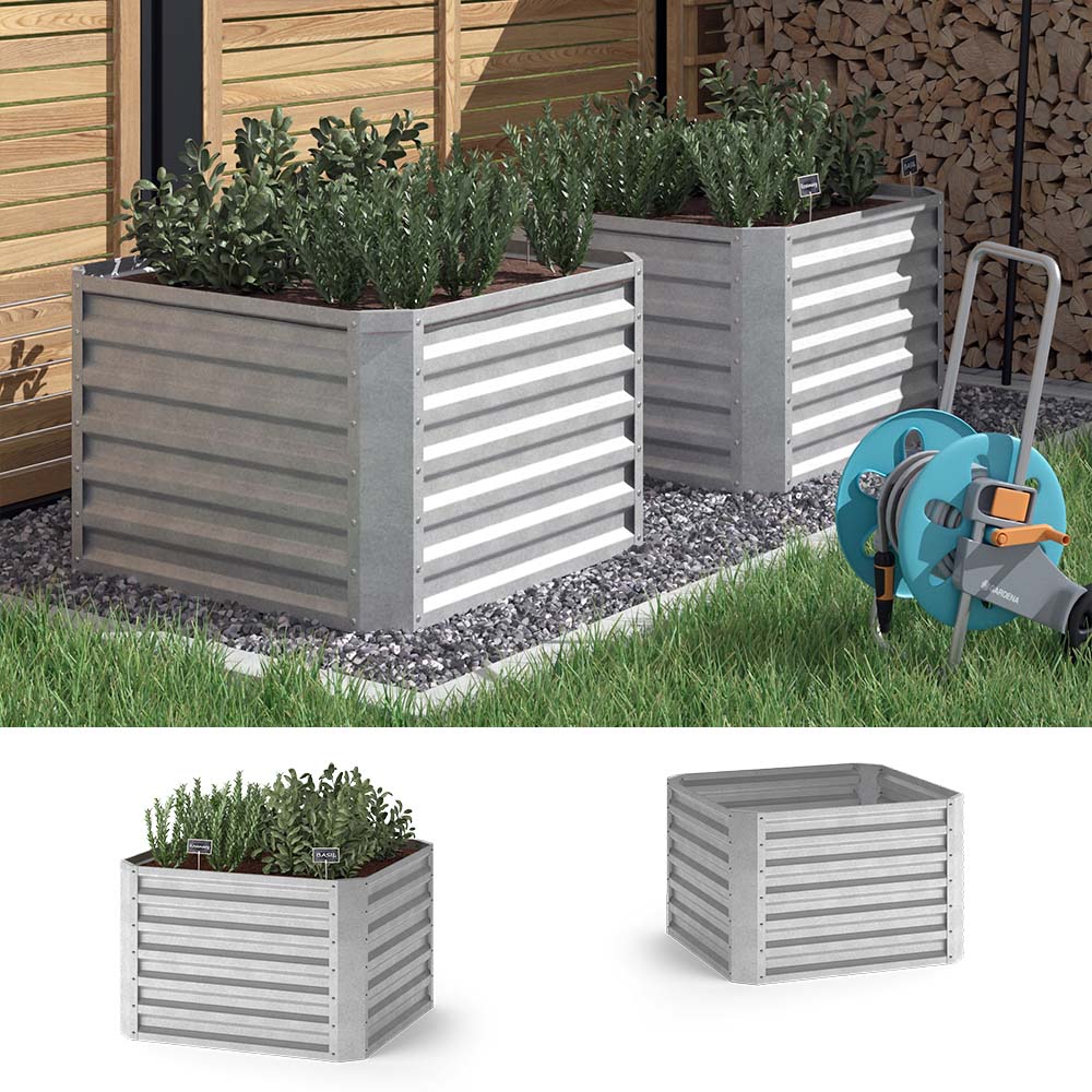 OK-Living Hochbeet Kr&auml;uterbeet Gem&uuml;sebeet 90x60x90 cm rechteckig Stahl verzinkt - Bild 1