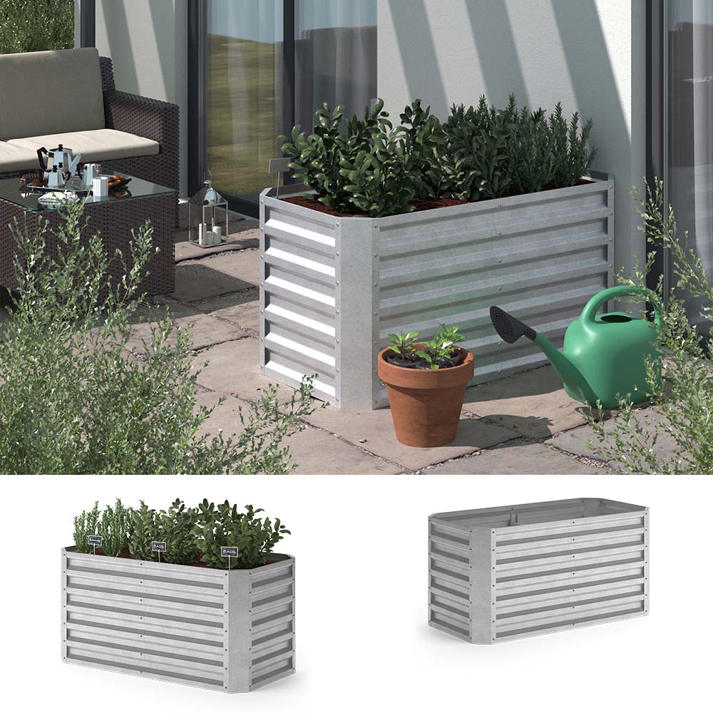 OK-Living Hochbeet Kr&auml;uterbeet Gem&uuml;sebeet 120x60x60 cm rechteckig Stahl verzinkt - Bild 1