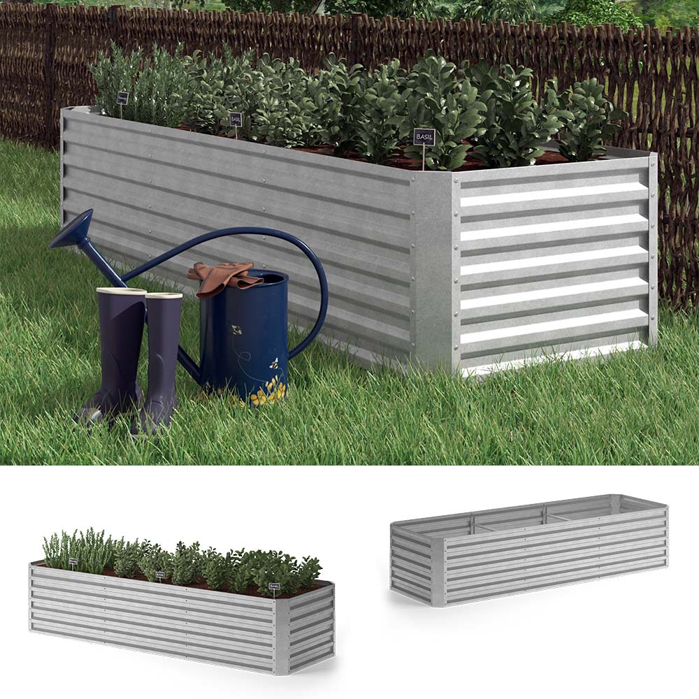 OK-Living Hochbeet Kr&auml;uterbeet Gem&uuml;sebeet 270x60x90 cm rechteckig Stahl verzinkt - Bild 1