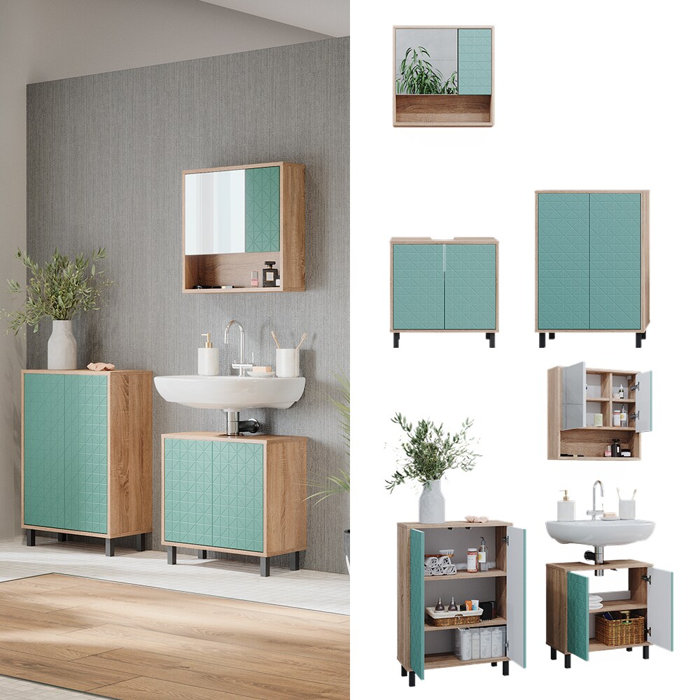 Vicco Badm&ouml;bel-Set Agasta sonoma, Badezimmerschr&auml;nke 3D Optik - Bild 1