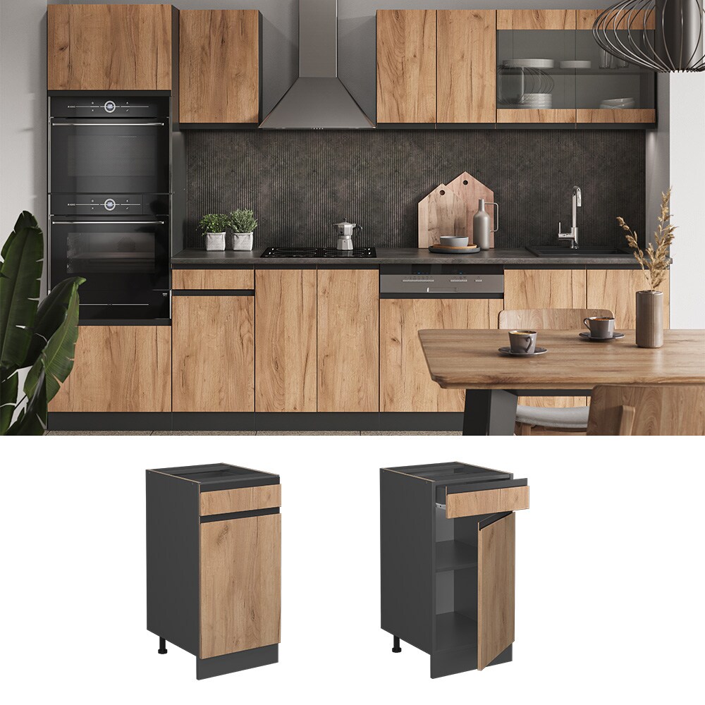 Vicco Schubunterschrank Küchenschrank Küchenmöbel R-Line J-Shape Anthrazit Eiche 40 cm modern