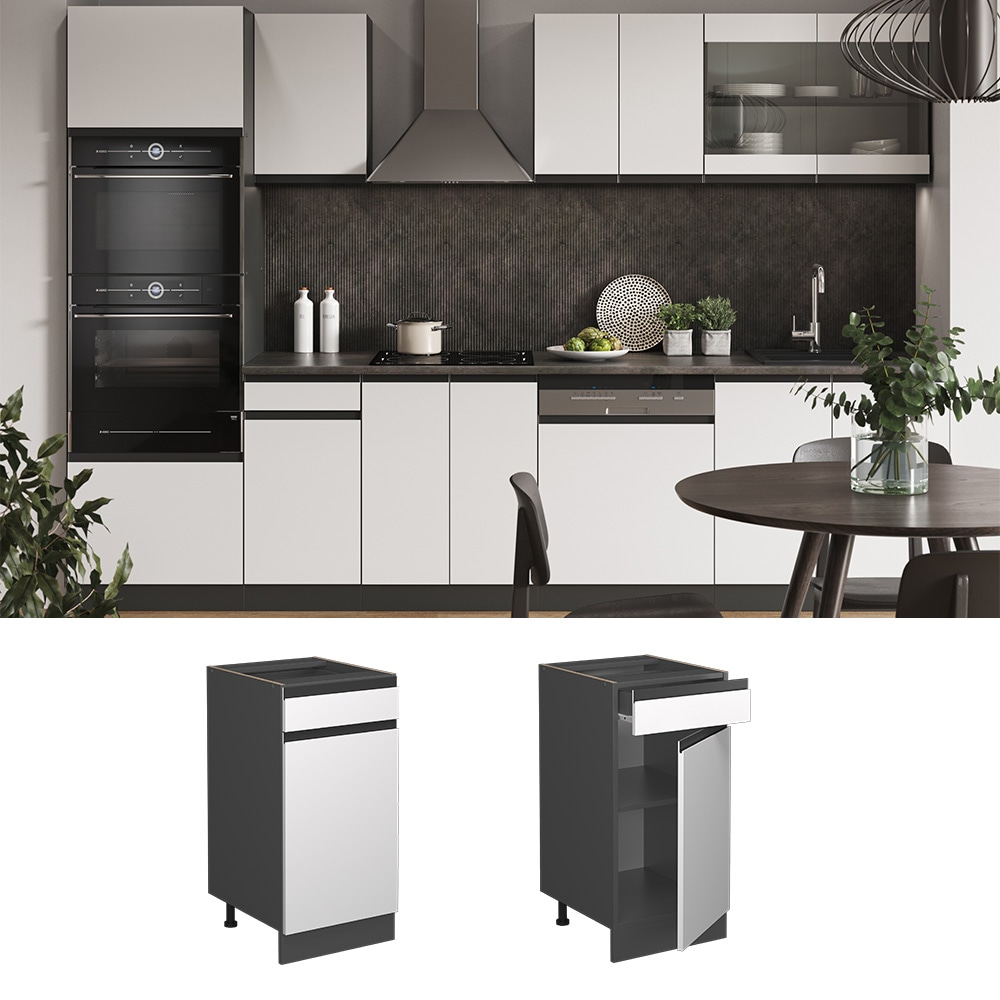 Vicco Schubunterschrank K&uuml;chenschrank K&uuml;chenm&ouml;bel R-Line J-Shape Anthrazit Wei&szlig; 40 cm modern - Bild 1