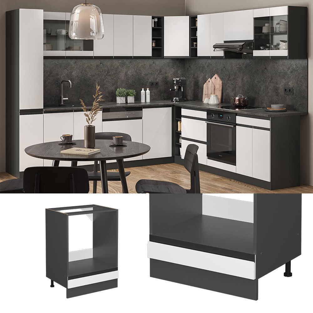 Vicco Herdschrank Küchenschrank Küchenmöbel R-Line J-Shape Anthrazit Weiß 60 cm modern