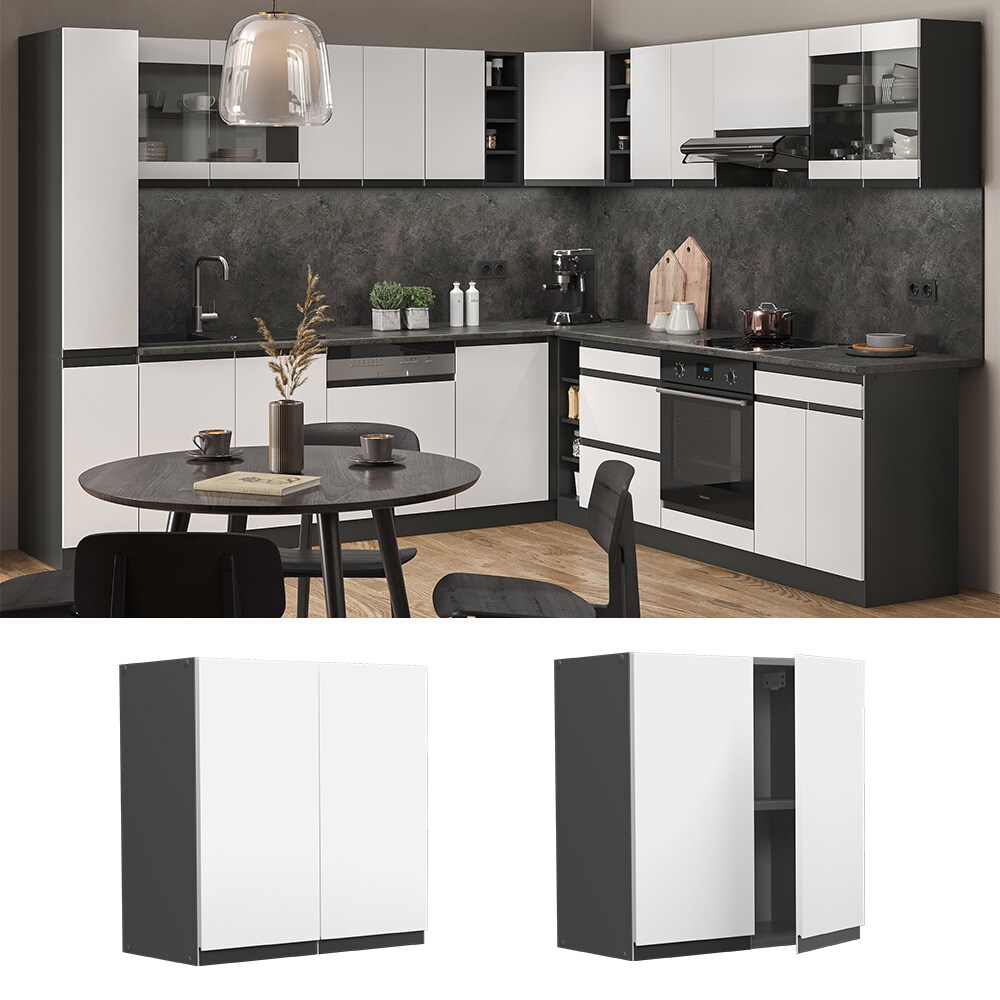 Vicco H&auml;ngeschrank K&uuml;chenschrank K&uuml;chenm&ouml;bel R-Line J-Shape Anthrazit Wei&szlig; 60 cm modern - Bild 1