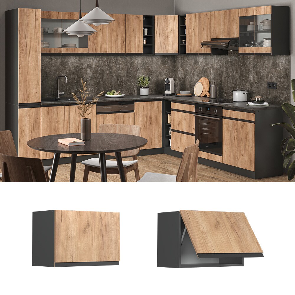 Vicco Hängeschrank flach Küchenschrank Küchenmöbel R-Line J-Shape Anthrazit Eiche 60 cm modern
