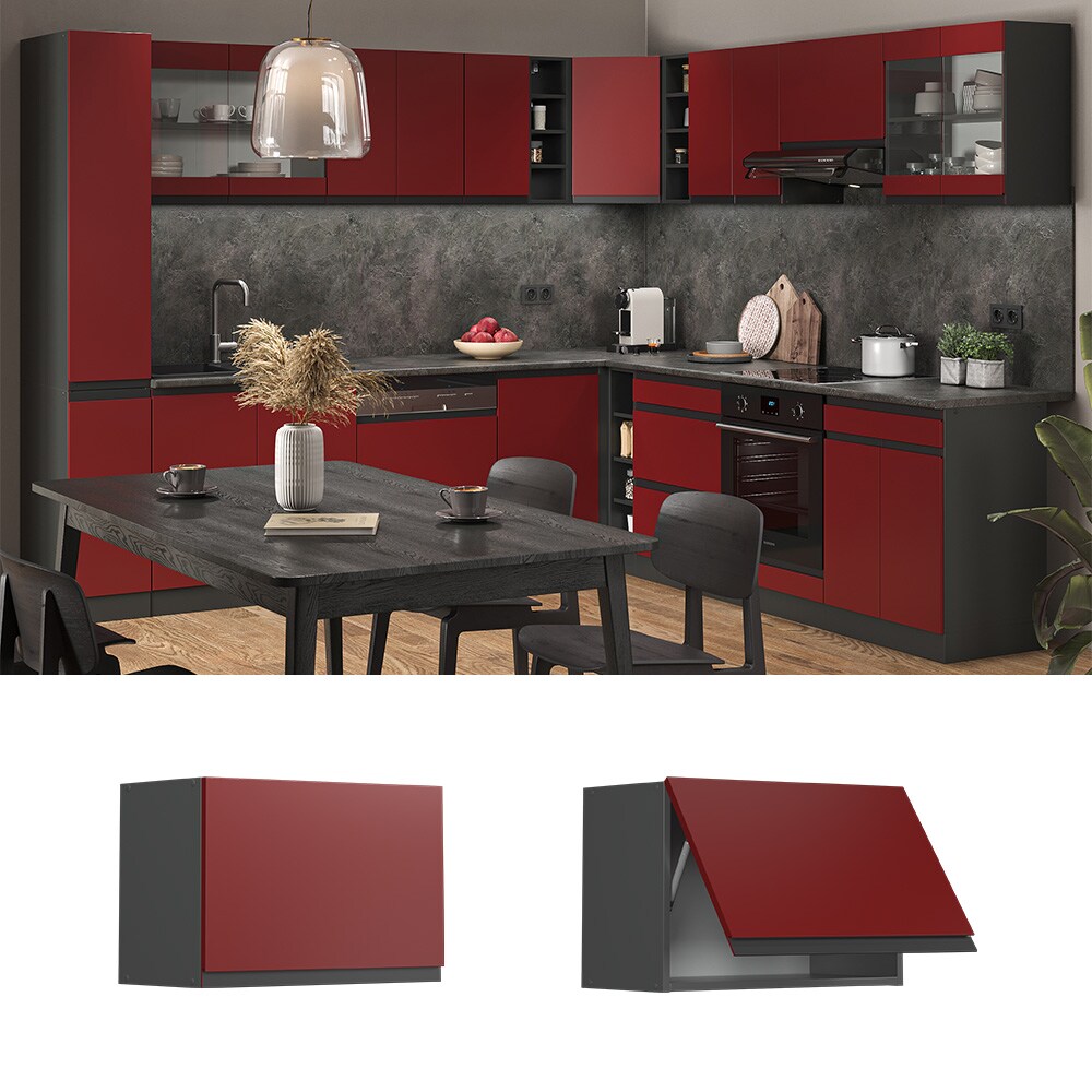 Vicco Hängeschrank flach Küchenschrank Küchenmöbel R-Line J-Shape Anthrazit Rot 60 cm modern