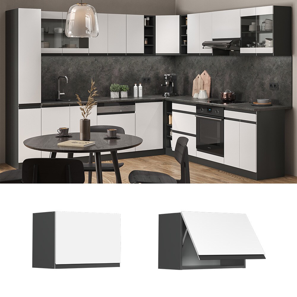 Vicco H&auml;ngeschrank flach K&uuml;chenschrank K&uuml;chenm&ouml;bel R-Line J-Shape Anthrazit Wei&szlig; 60 cm modern - Bild 1