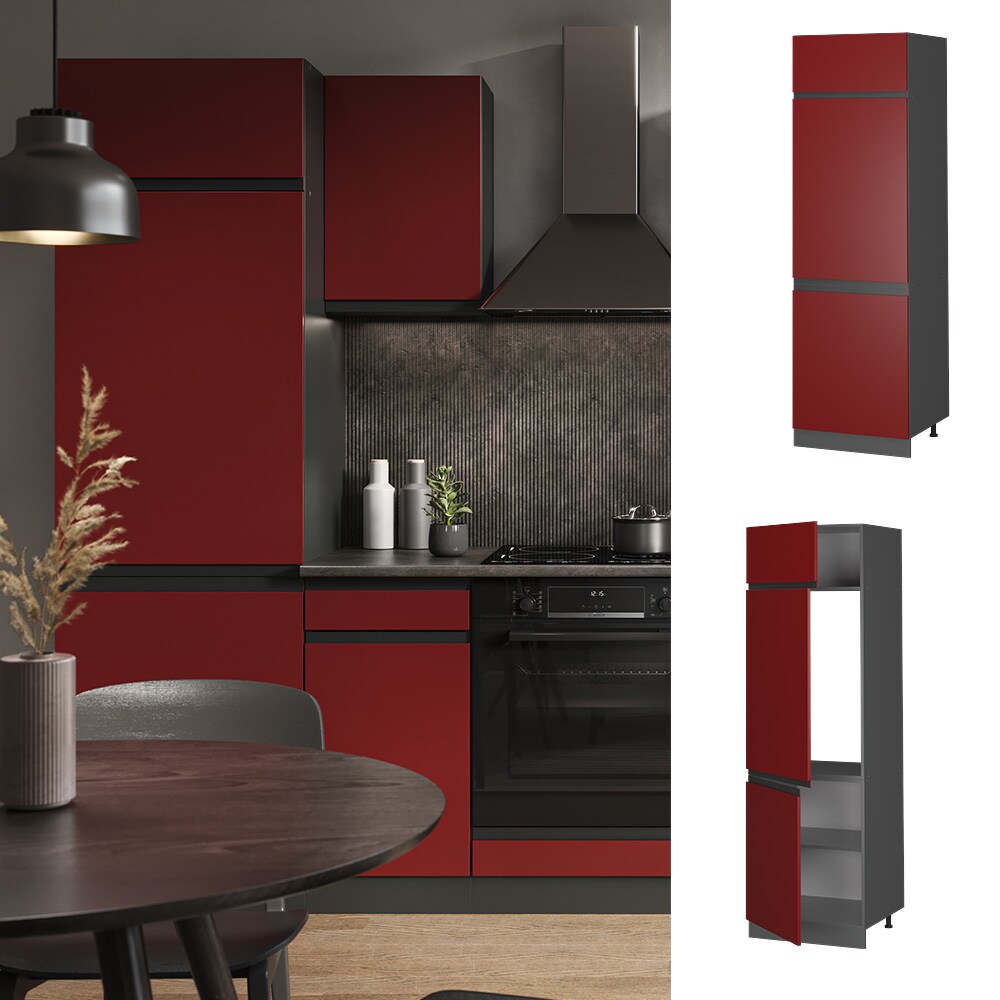 Vicco Kühlumbauschrank Küchenschrank Küchenmöbel R-Line J-Shape Anthrazit Rot 60 cm modern