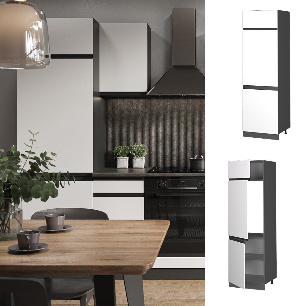 Vicco Kühlumbauschrank Küchenschrank Küchenmöbel R-Line J-Shape Anthrazit Weiß 60 cm modern
